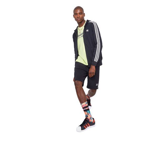 Bermuda Adidas 3 Stripes - Preto