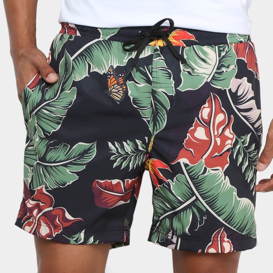 Bermuda Diamond Tropical Paradise Masculina - Preto+verde