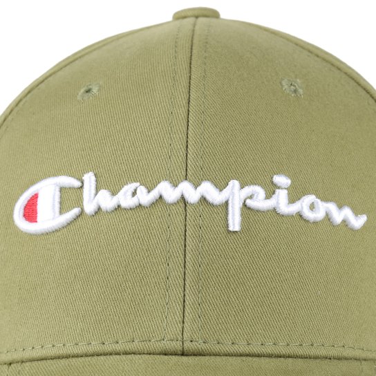Boné Champion Aba Curva Strapback Classic Twill Hat Script - Verde Militar