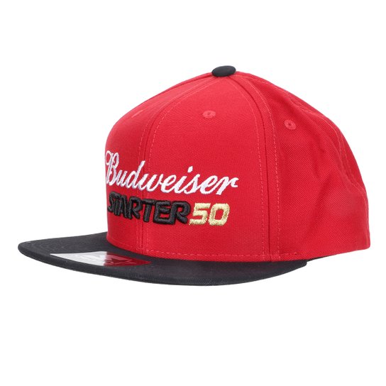 Boné Starter Aba Reta Snapback - Vermelho+Preto