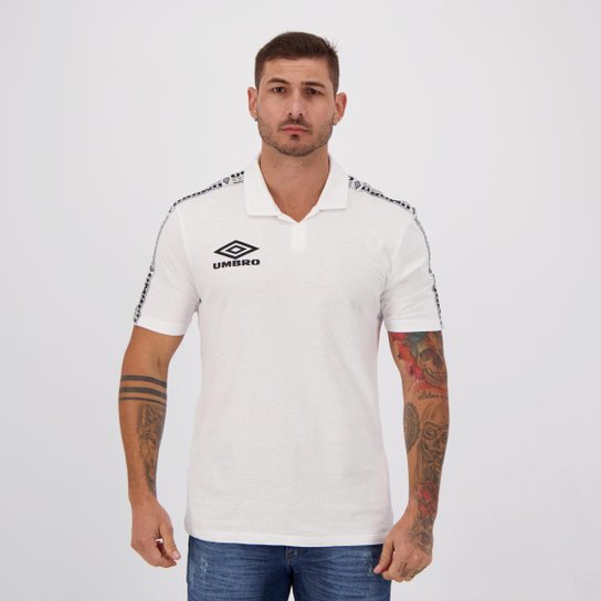 Camisa Polo Umbro Diamond Tape Masculina - Branco