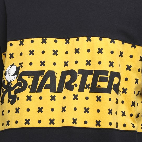 Camiseta Starter Especial Gato Felix Colorblock - Preto