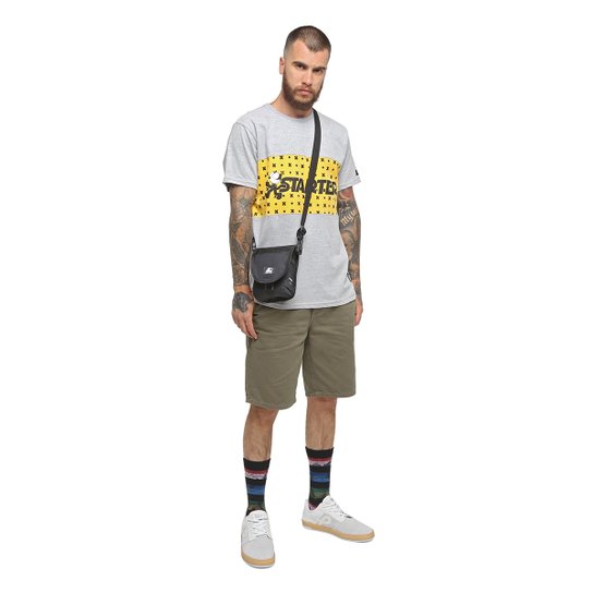 Camiseta Starter Especial Gato Felix Colorblock - Cinza