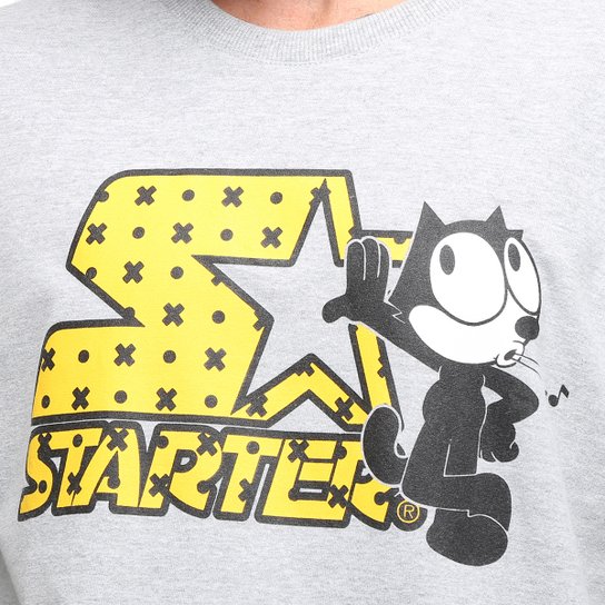Camiseta Starter Gato Felix Whistle - Cinza